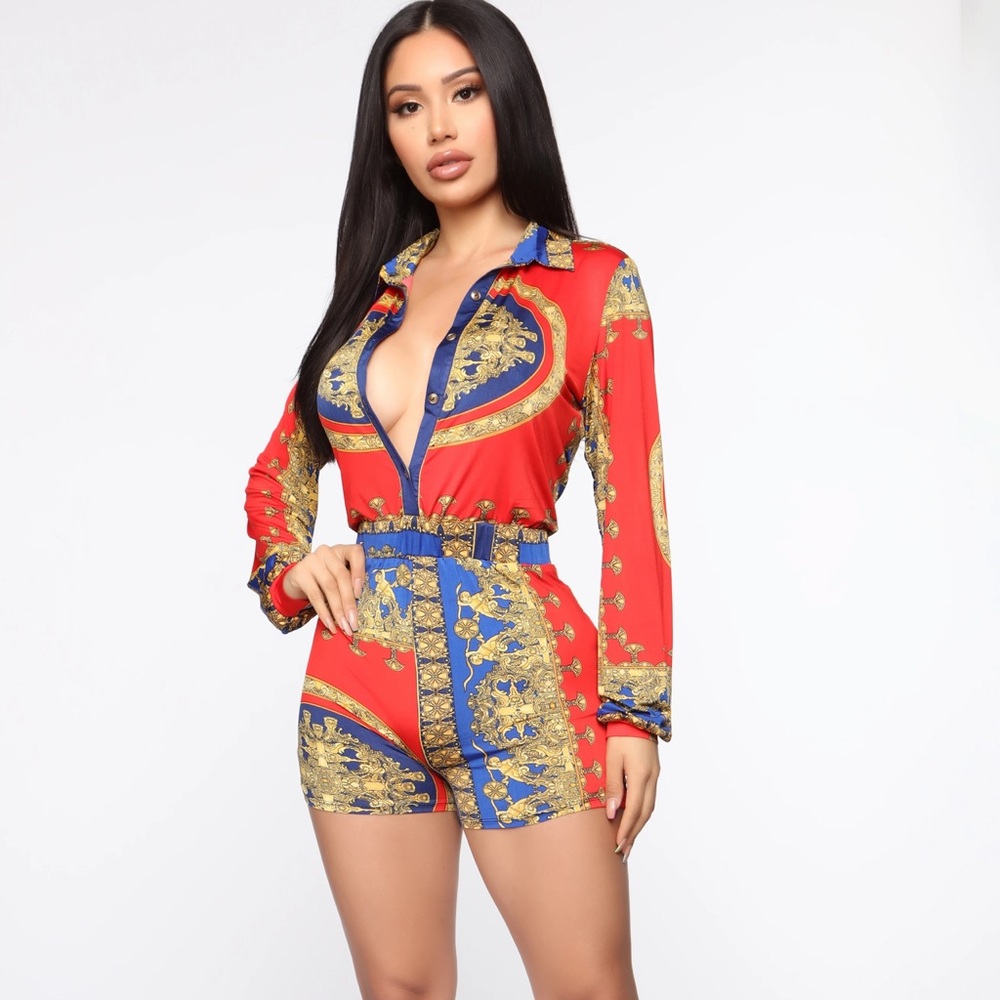 Pure Royalty Romper - Red/Multi (USED)